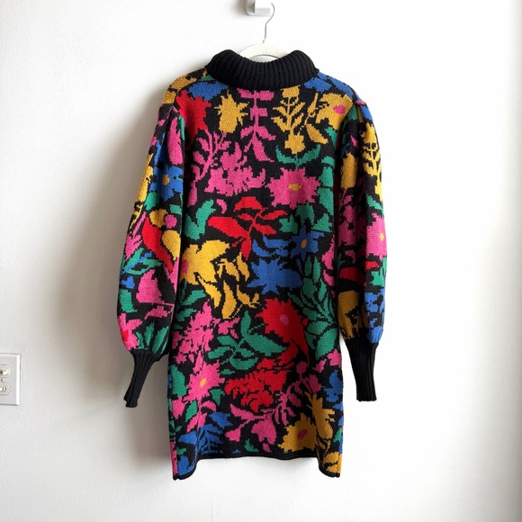 ANTHROPOLOGIE FARM RIO TROPICAL GARDEN SWEATER DRESS- SIZE X-SMALL - Picture 3 of 8